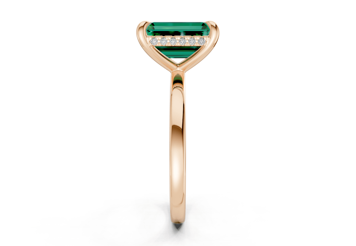 Solstice Emerald Gemstone Solitaire Emerald Cut 2mm Engagement Ring