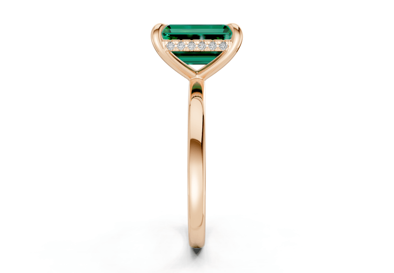 Solstice Emerald Gemstone Solitaire Emerald Cut 2mm Engagement Ring - Ring Premier