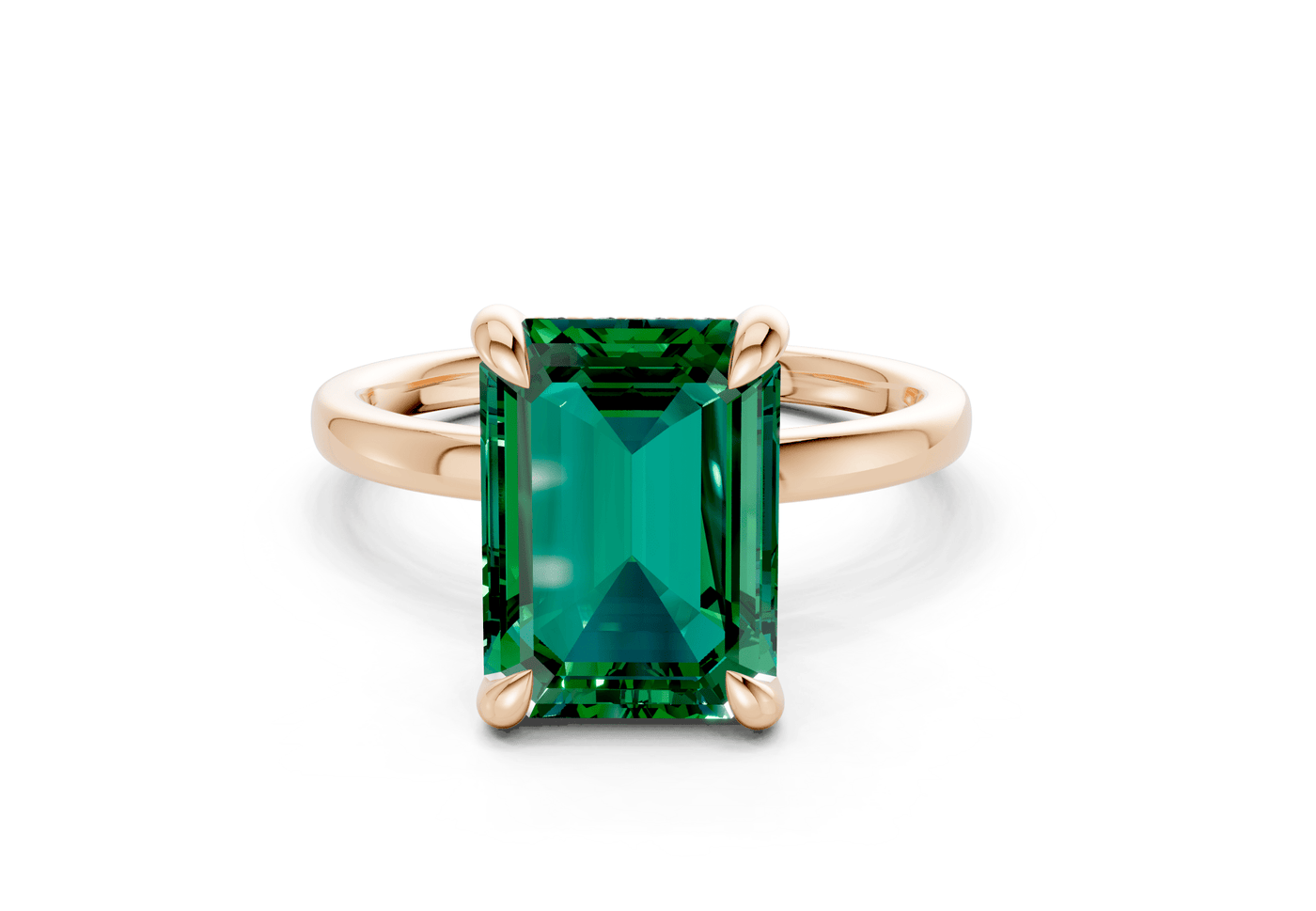 Solstice Emerald Gemstone Solitaire Emerald Cut 2mm Engagement Ring