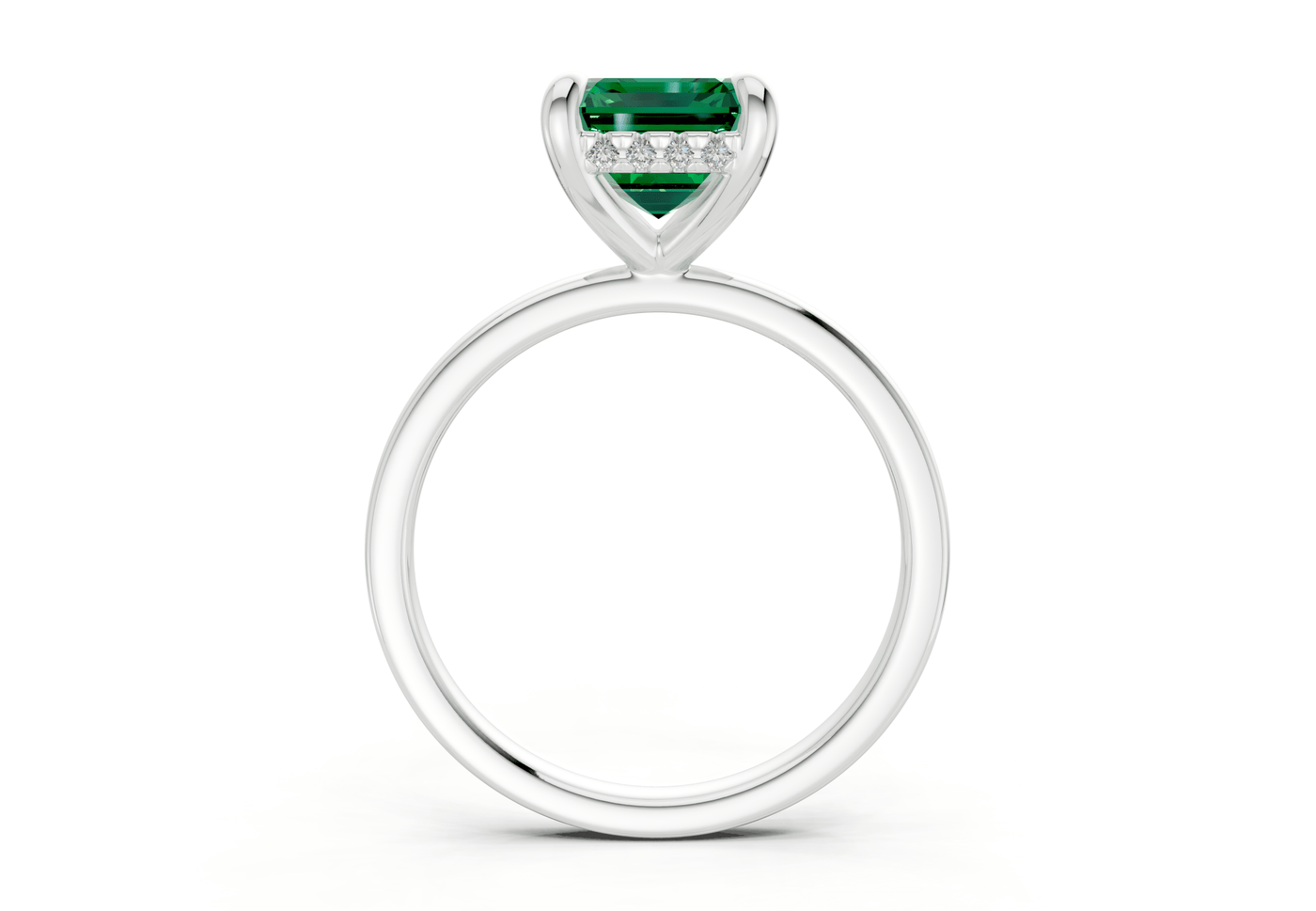 Solstice Emerald Gemstone Solitaire Emerald Cut 2mm Engagement Ring