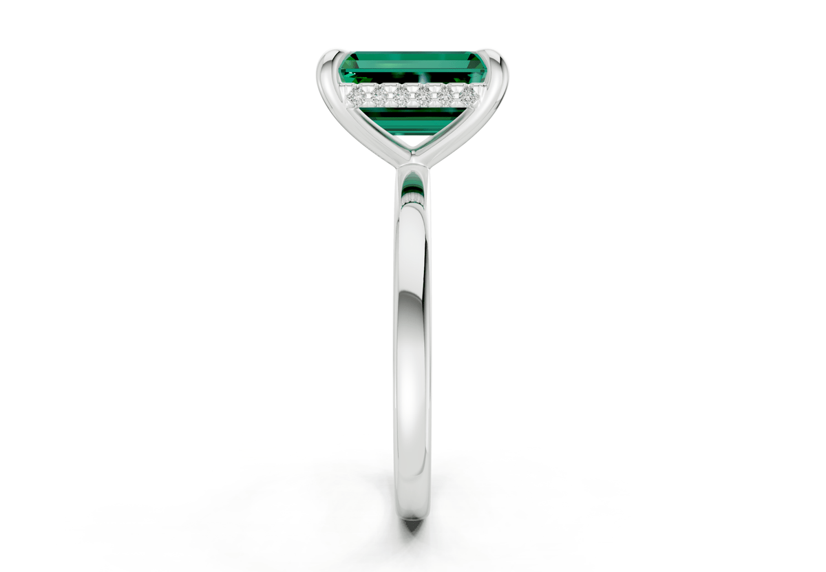 Solstice Emerald Gemstone Solitaire Emerald Cut 2mm Engagement Ring