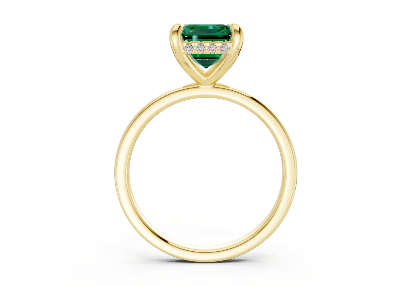 Solstice Emerald Gemstone Solitaire Emerald Cut 2mm Engagement Ring - Ring Premier