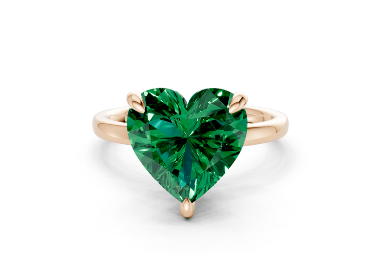 Solstice Emerald Gemstone Solitaire Heart Cut 1.8mm Engagement Ring - Ring Premier