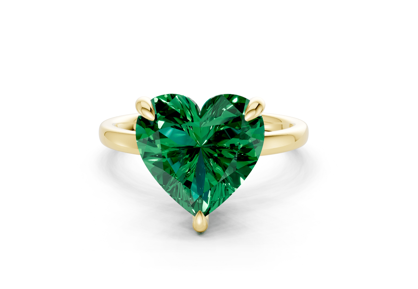Solstice Emerald Gemstone Solitaire Heart Cut 2mm Engagement Ring - Ring Premier