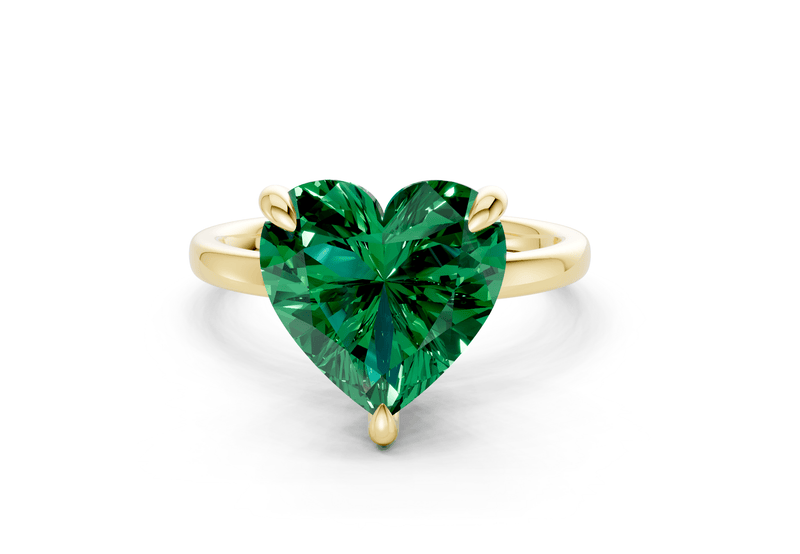Solstice Emerald Gemstone Solitaire Heart Cut 2mm Engagement Ring