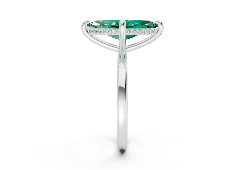 Solstice Emerald Gemstone Solitaire Marquise Cut 1.8mm Engagement Ring - Ring Premier