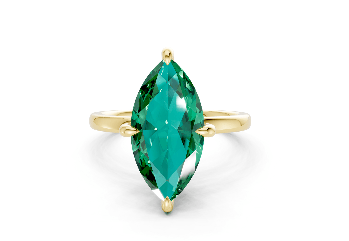 Solstice Emerald Gemstone Solitaire Marquise Cut 2.3mm Engagement Ring - Ring Premier
