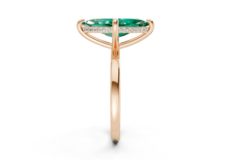 Solstice Emerald Gemstone Solitaire Marquise Cut 2.3mm Engagement Ring - Ring Premier