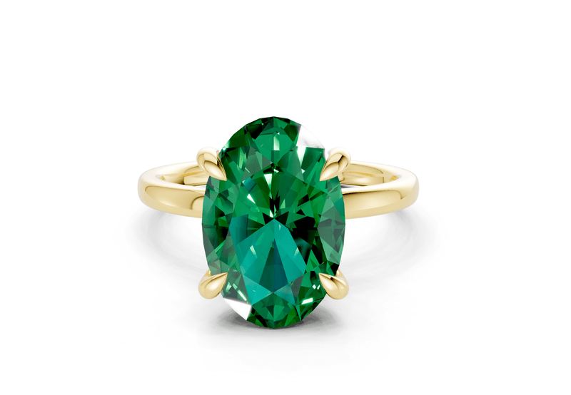 Solstice Emerald Gemstone Solitaire Oval Cut 1.8mm Engagement Ring