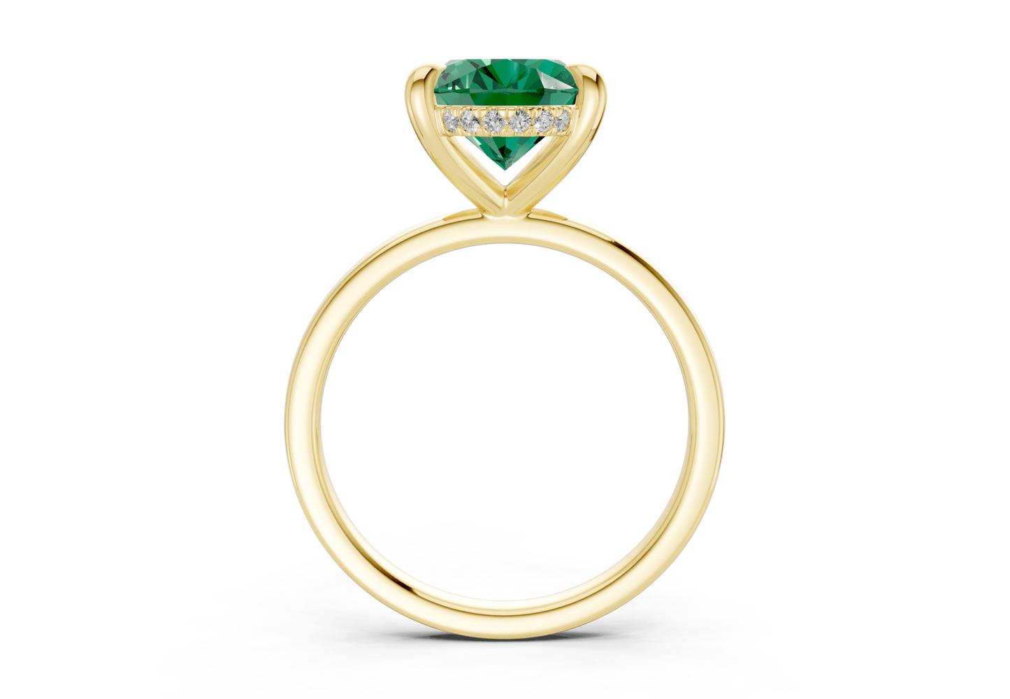 Solstice Emerald Gemstone Solitaire Oval Cut 2.3mm Engagement Ring - Ring Premier
