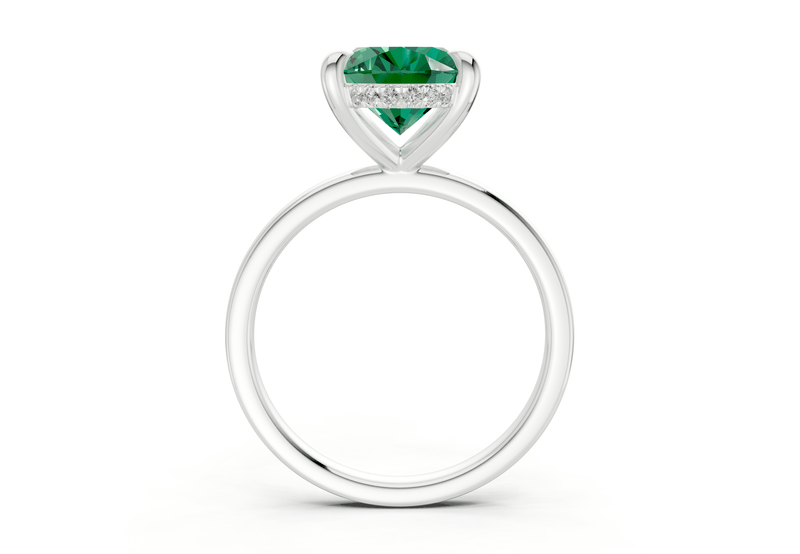 Solstice Emerald Gemstone Solitaire Oval Cut 2.3mm Engagement Ring - Ring Premier