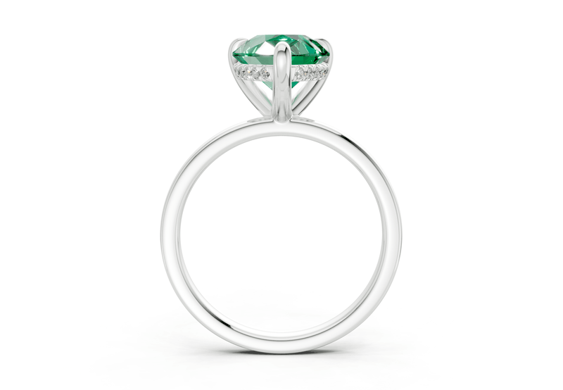 Solstice Emerald Gemstone Solitaire Pear Cut 2mm Engagement Ring - Ring Premier