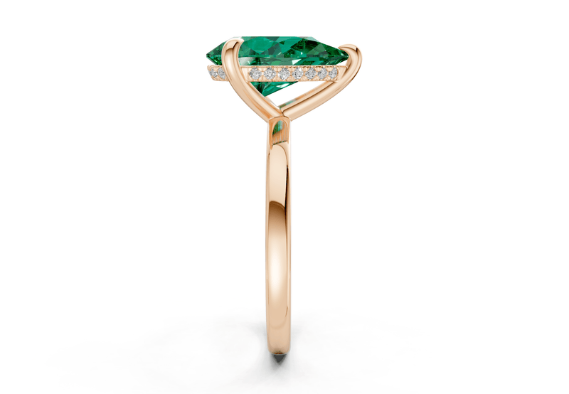 Solstice Emerald Gemstone Solitaire Pear Cut 2mm Engagement Ring - Ring Premier
