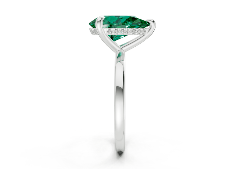 Solstice Emerald Gemstone Solitaire Pear Cut 2mm Engagement Ring - Ring Premier