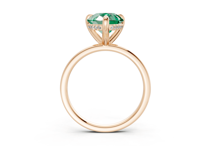 Solstice Emerald Gemstone Solitaire Pear Cut 2mm Engagement Ring - Ring Premier