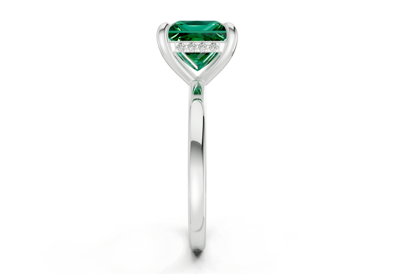 Solstice Emerald Gemstone Solitaire Princess Cut 1.8mm Engagement Ring - Ring Premier