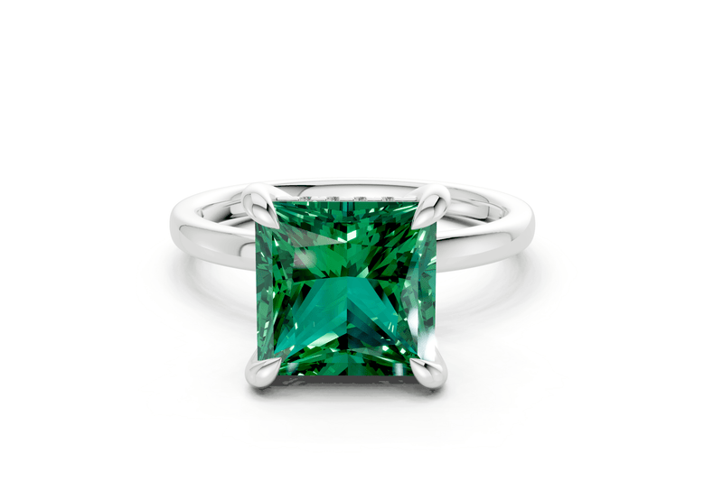 Solstice Emerald Gemstone Solitaire Princess Cut 1.8mm Engagement Ring - Ring Premier