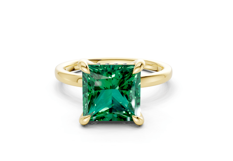 Solstice Emerald Gemstone Solitaire Princess Cut 1.8mm Engagement Ring