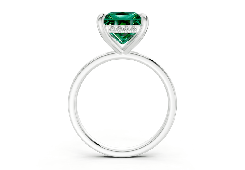 Solstice Emerald Gemstone Solitaire Princess Cut 2.3mm Engagement Ring - Ring Premier