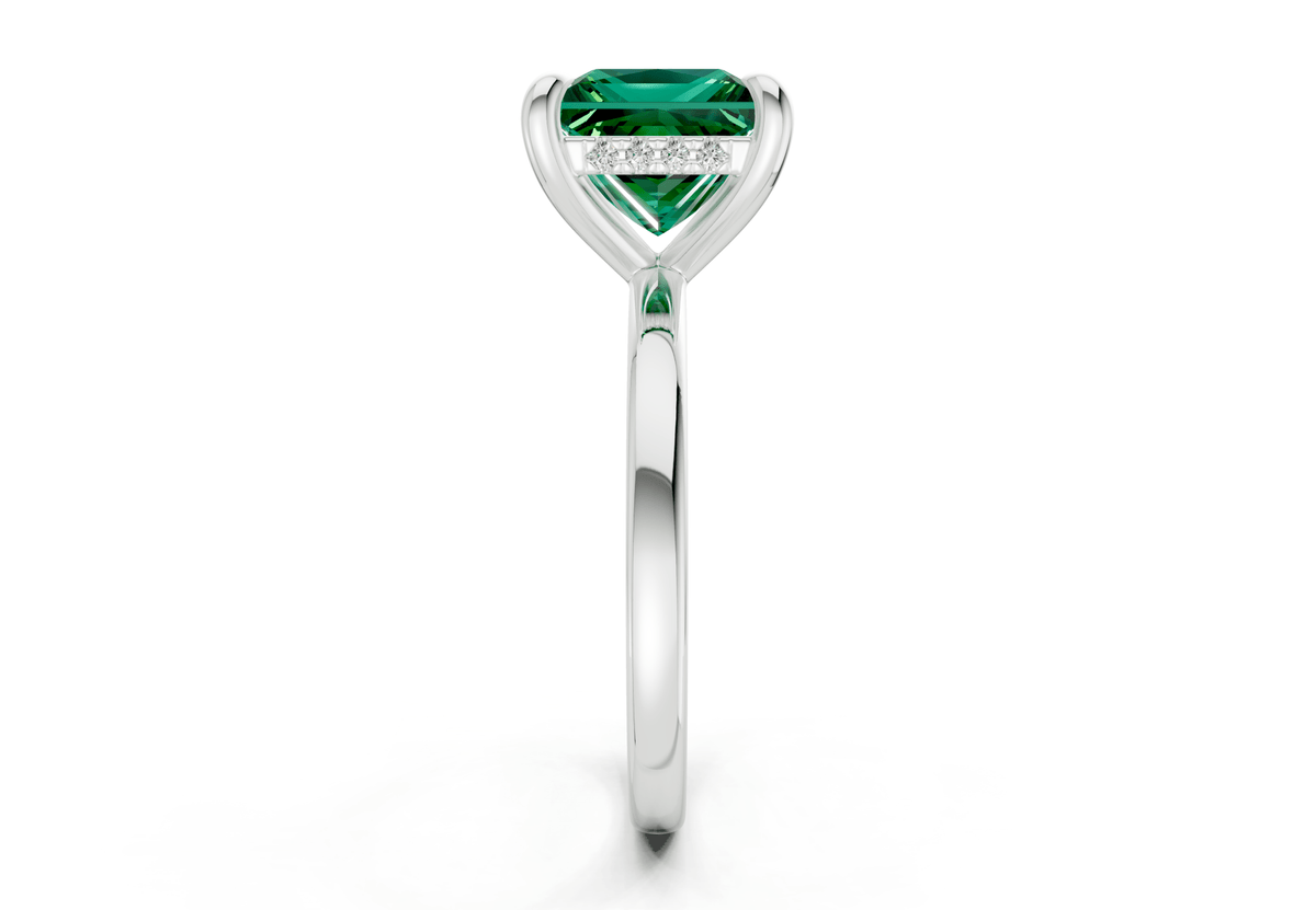 Solstice Emerald Gemstone Solitaire Princess Cut 2.3mm Engagement Ring