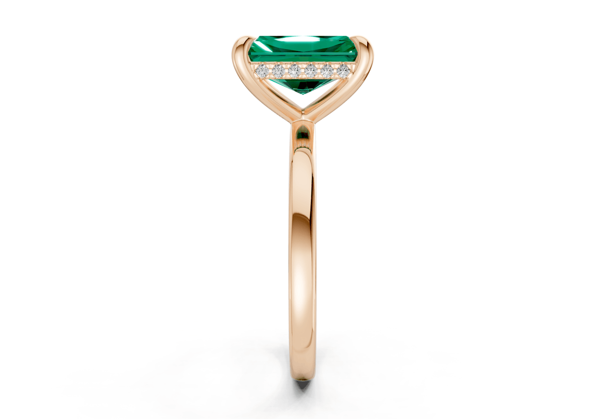 Solstice Emerald Gemstone Solitaire Radiant Cut 1.8mm Engagement Ring