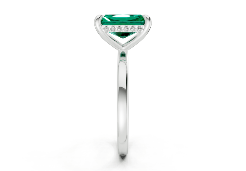 Solstice Emerald Gemstone Solitaire Radiant Cut 1.8mm Engagement Ring - Ring Premier