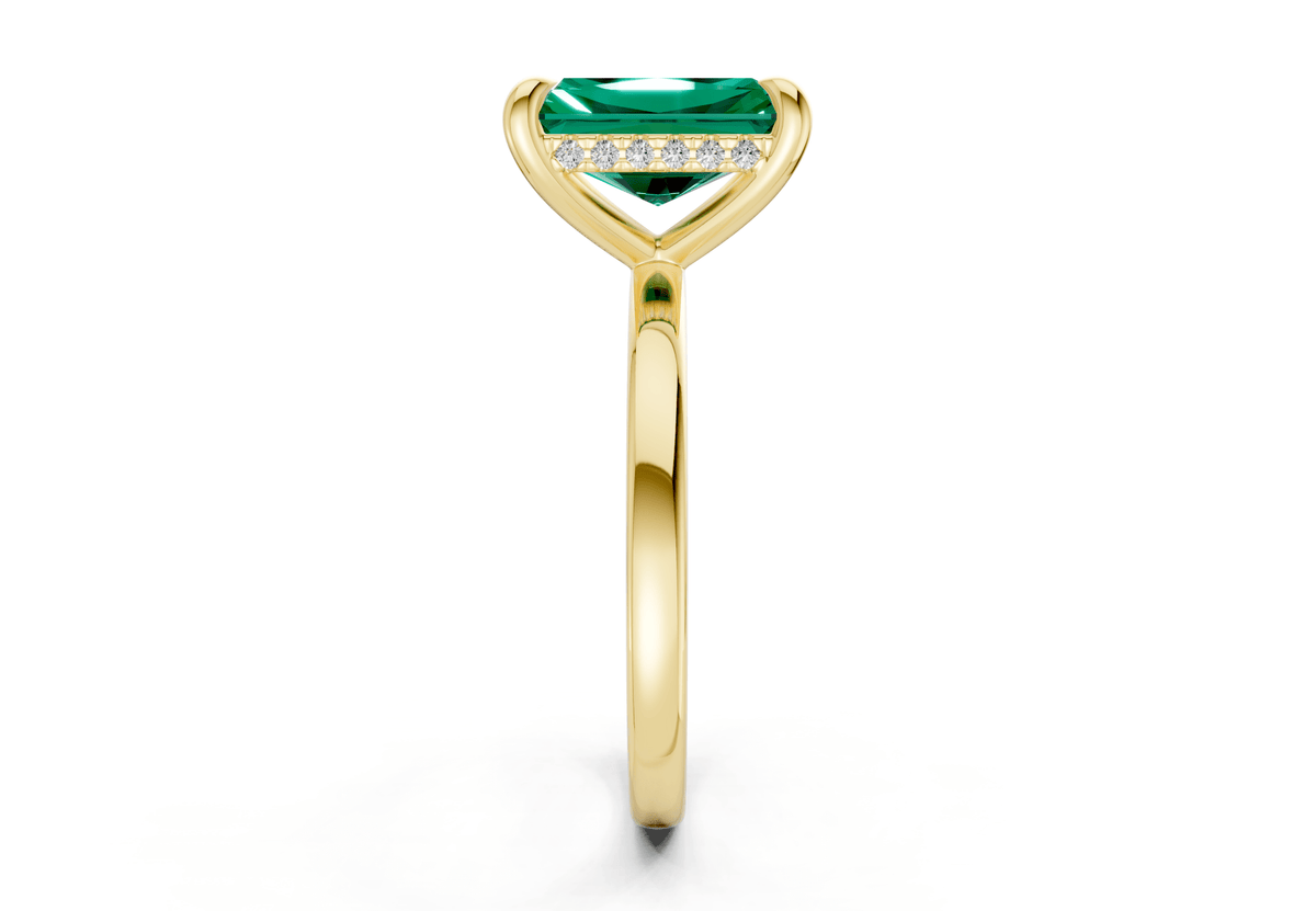 Solstice Emerald Gemstone Solitaire Radiant Cut 2.3mm Engagement Ring