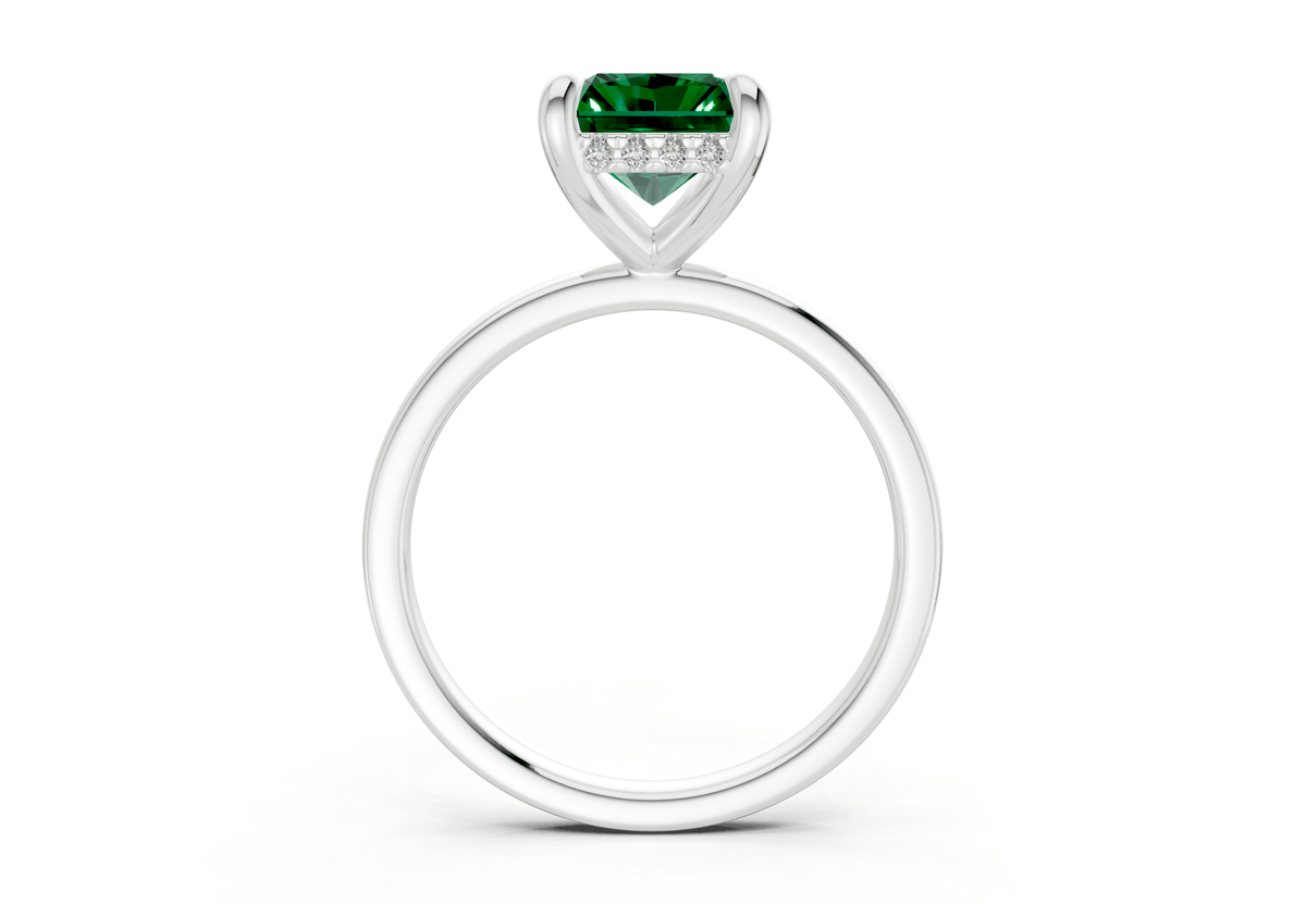 Solstice Emerald Gemstone Solitaire Radiant Cut 2.3mm Engagement Ring