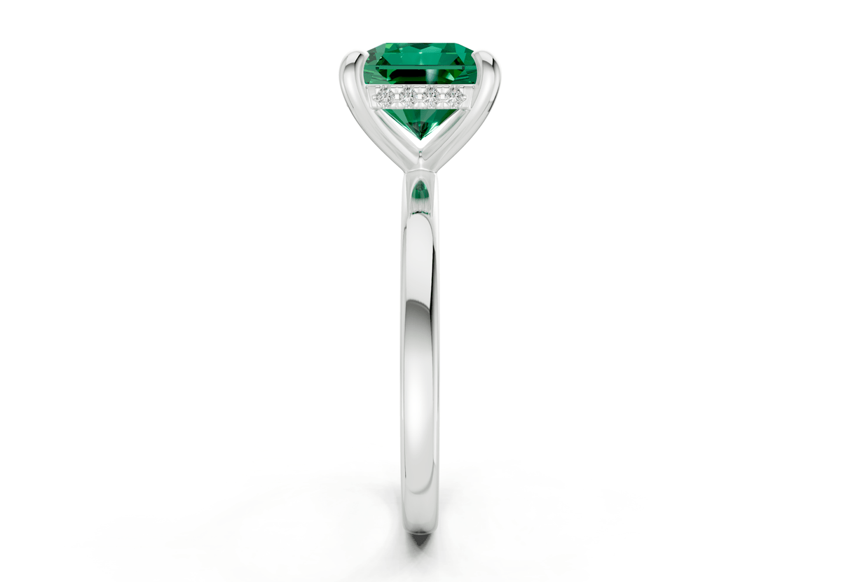 Solstice Emerald Gemstone Solitaire Radiant Squareuare Cut 1.8mm Engagement Ring