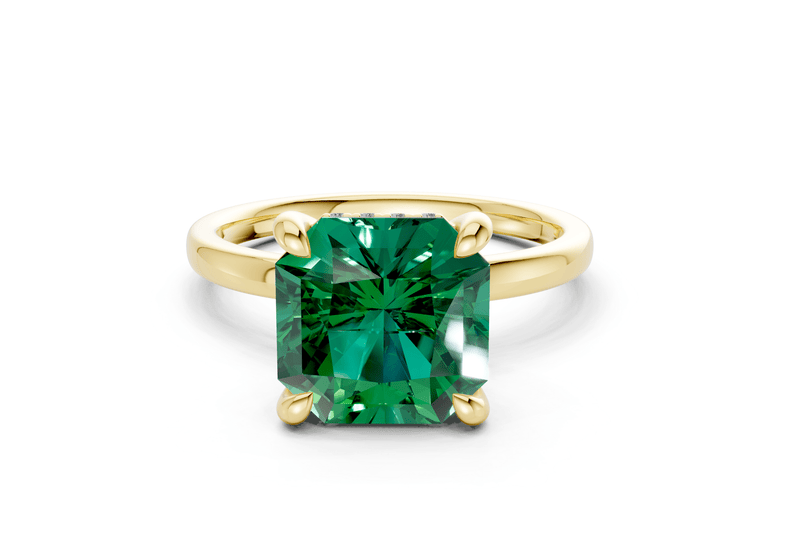 Solstice Emerald Gemstone Solitaire Radiant Squareuare Cut 1.8mm Engagement Ring