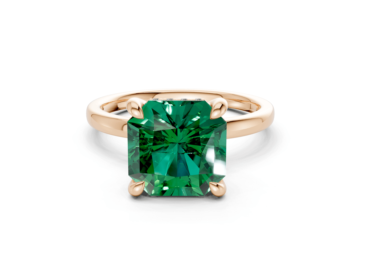 Solstice Emerald Gemstone Solitaire Radiant Squareuare Cut 1.8mm Engagement Ring
