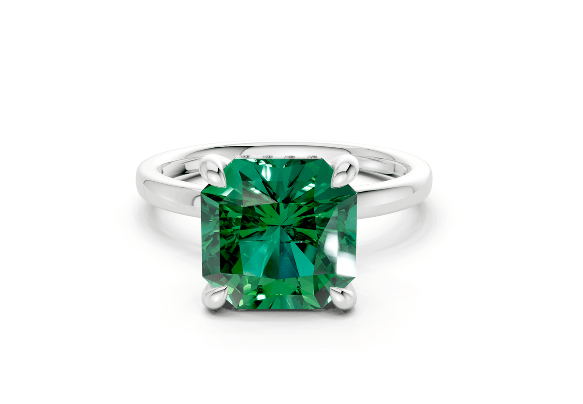 Solstice Emerald Gemstone Solitaire Radiant Squareuare Cut 2mm Engagement Ring