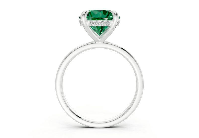 Solstice Emerald Gemstone Solitaire Round Cut 1.8mm Engagement Ring - Ring Premier