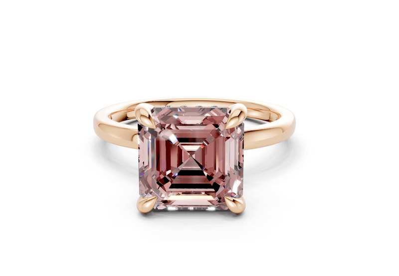 Solstice Pink Diamond Solitaire Asscher Cut 2.3mm Engagement Ring - Ring Premier