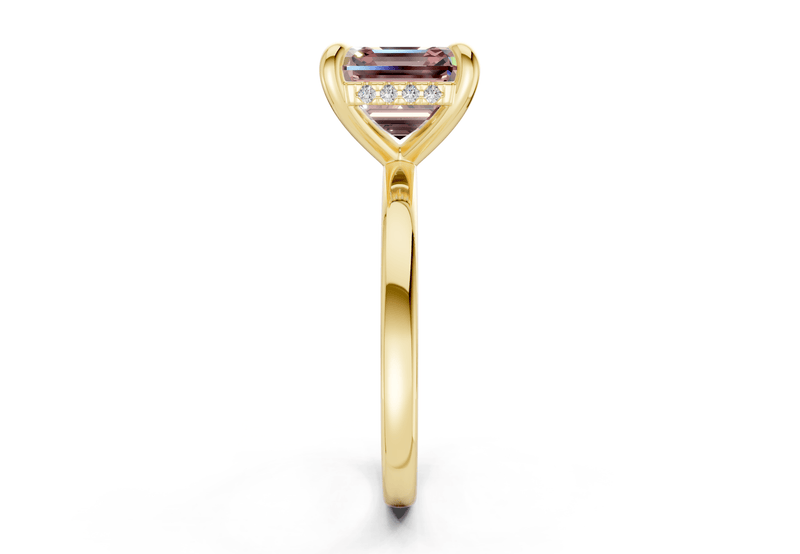 Solstice Pink Diamond Solitaire Asscher Cut 2mm Engagement Ring - Ring Premier