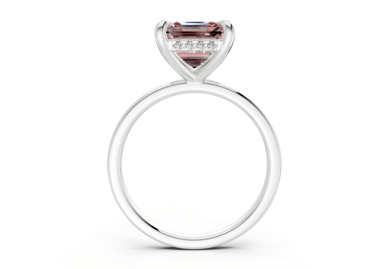 Solstice Pink Diamond Solitaire Asscher Cut 2mm Engagement Ring - Ring Premier