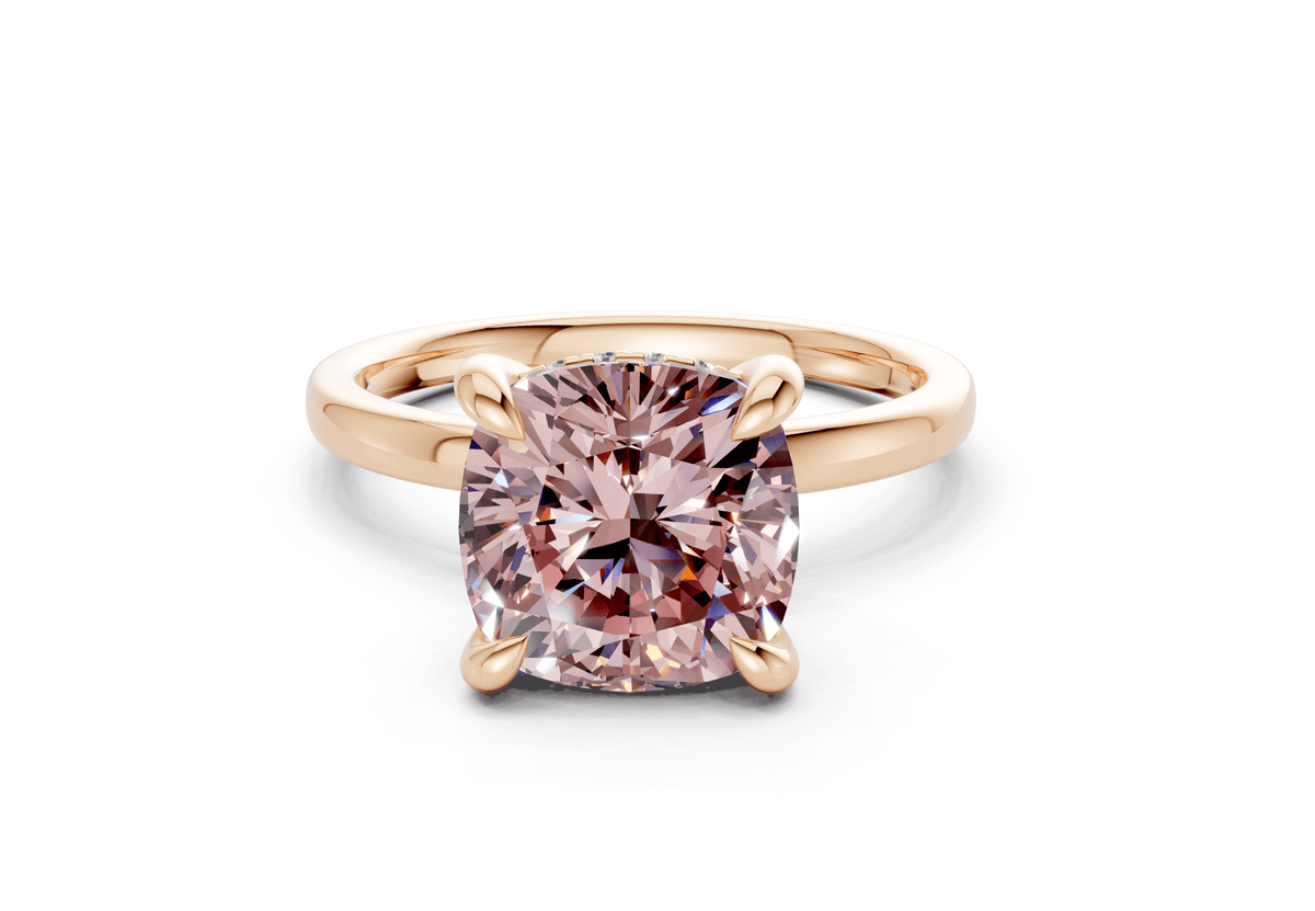 Solstice Pink Diamond Solitaire Cushion Squareuare Cut 1.8mm Engagement Ring