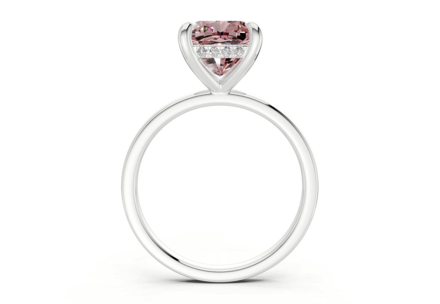 Solstice Pink Diamond Solitaire Cushion Squareuare Cut 1.8mm Engagement Ring