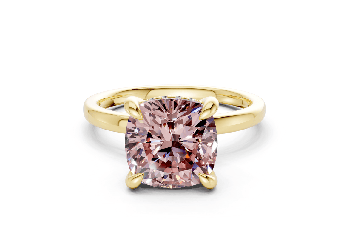 Solstice Pink Diamond Solitaire Cushion Squareuare Cut 2mm Engagement Ring