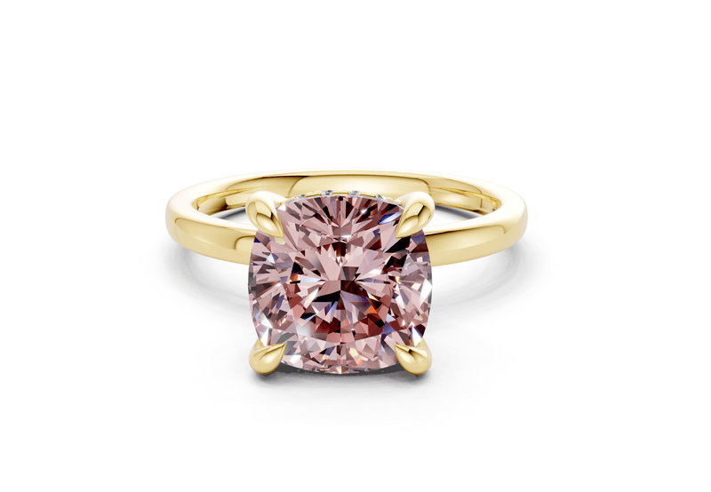 Solstice Pink Diamond Solitaire Cushion Squareuare Cut 2mm Engagement Ring