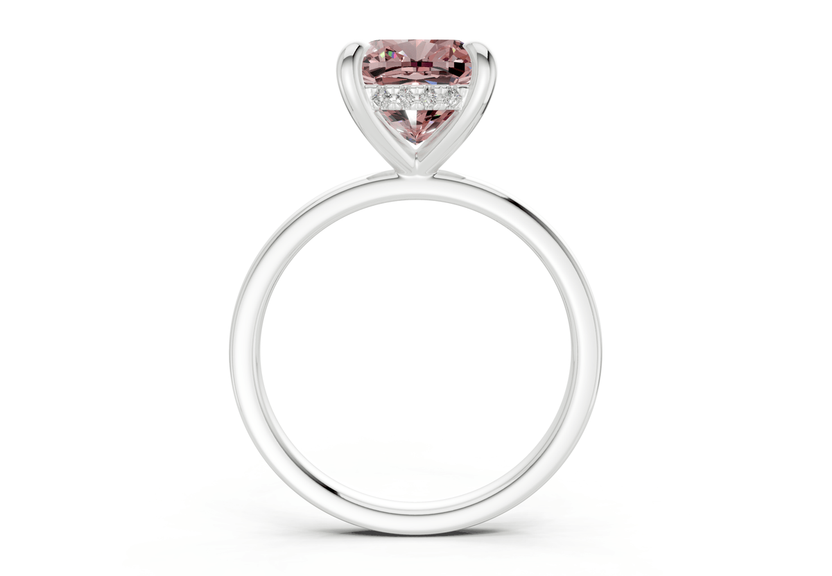 Solstice Pink Diamond Solitaire Cushion Squareuare Cut 2mm Engagement Ring