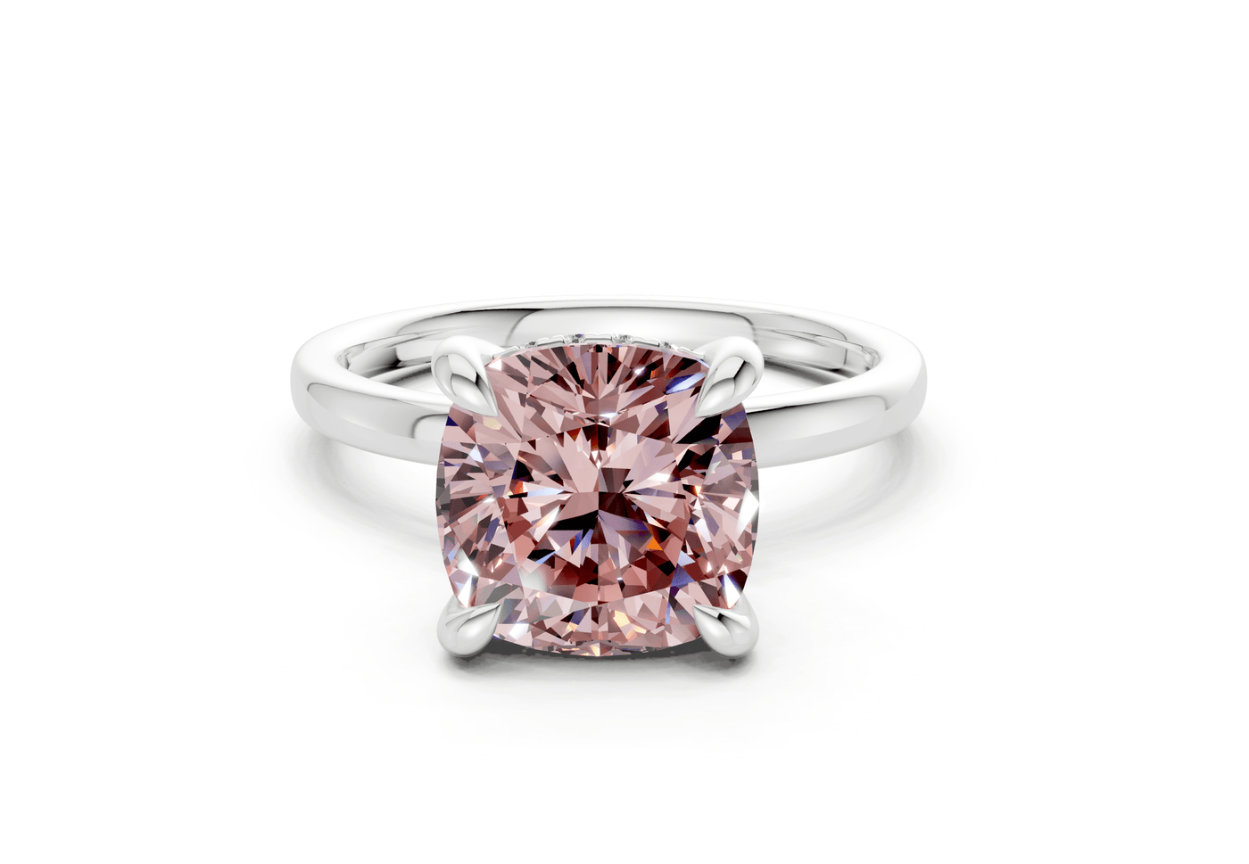 Solstice Pink Diamond Solitaire Cushion Squareuare Cut 2mm Engagement Ring