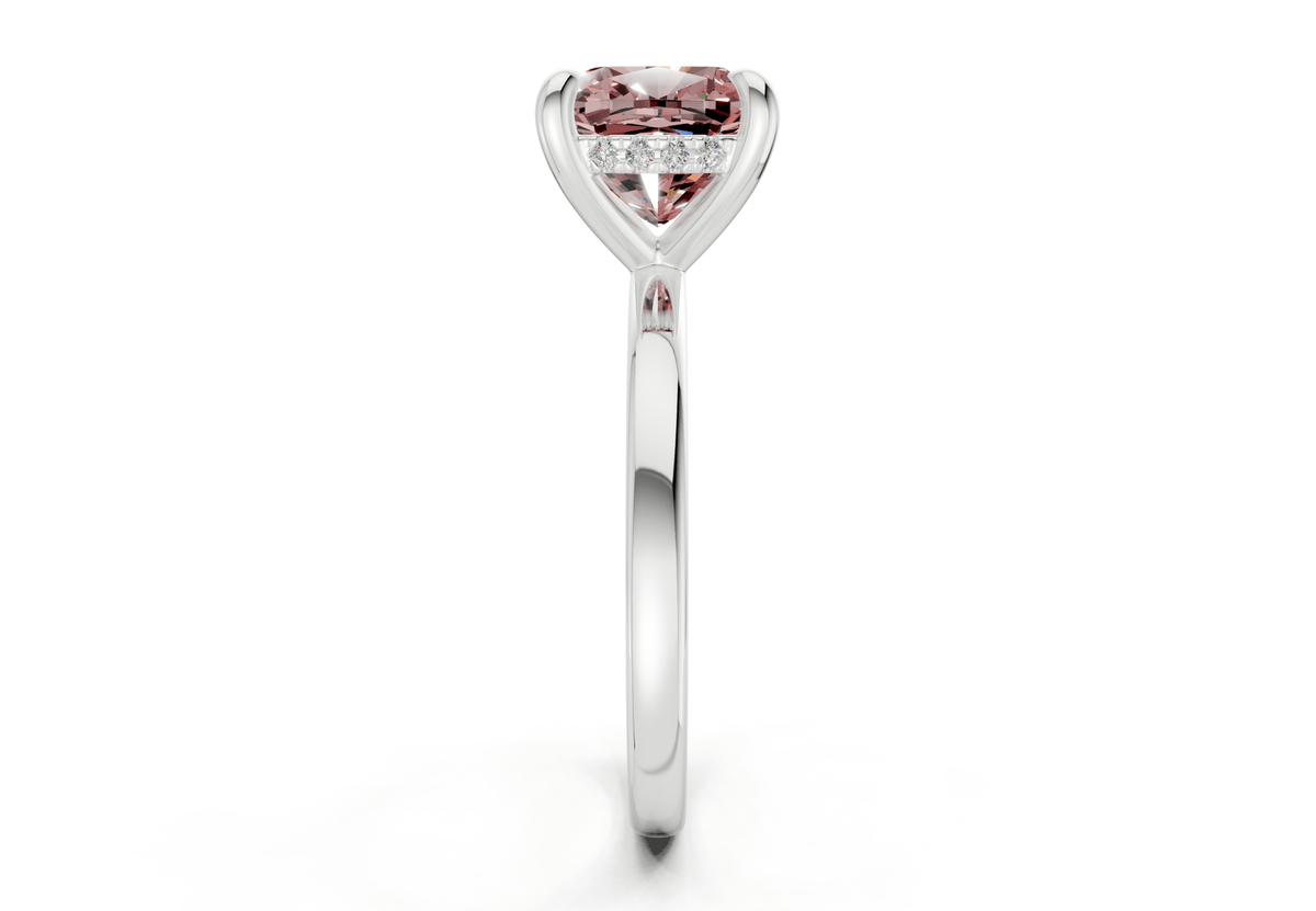 Solstice Pink Diamond Solitaire Cushion Squareuare Cut 2mm Engagement Ring