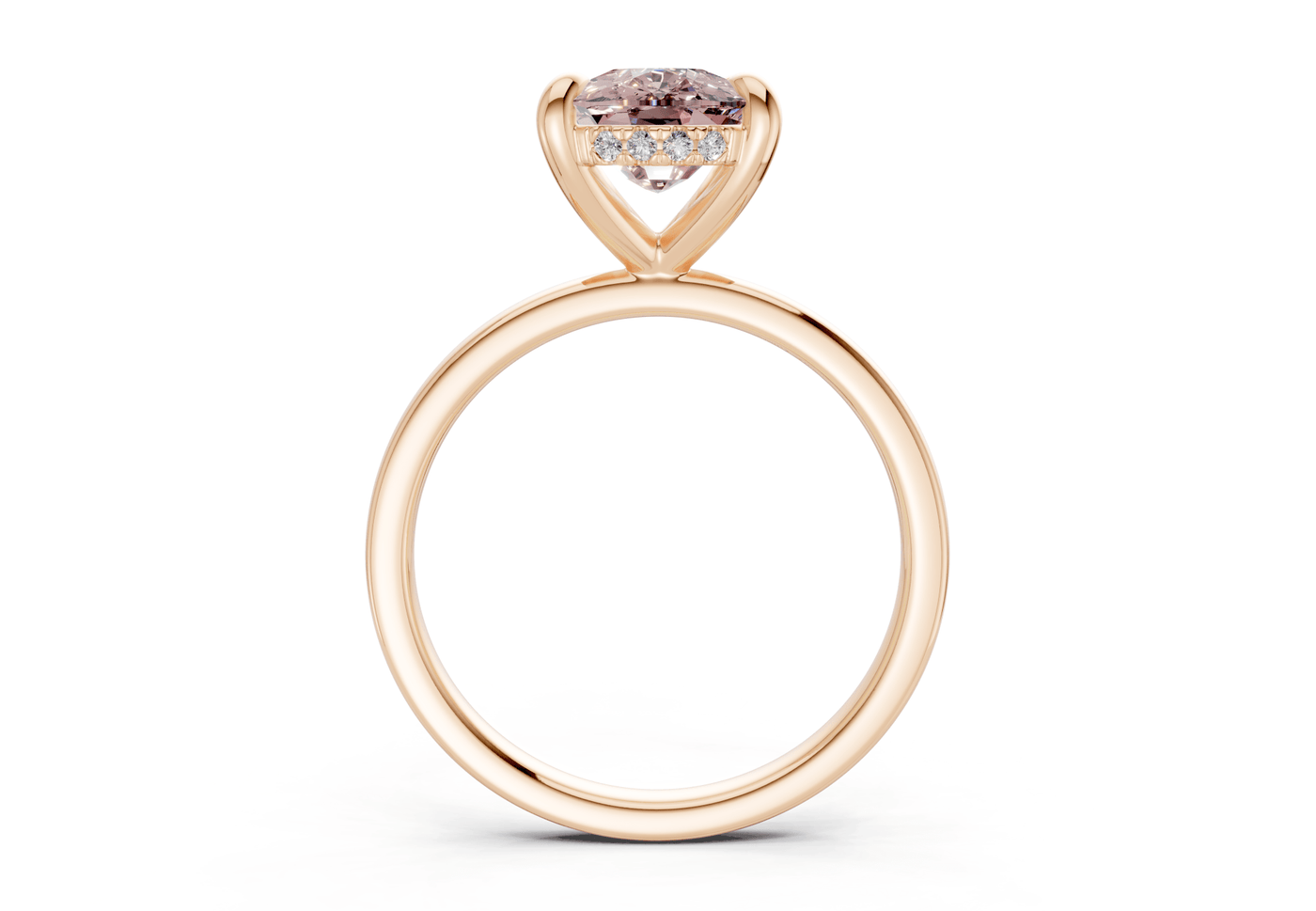 Solstice Pink Diamond Solitaire Elongated Cushion Cut 2.3mm Engagement Ring