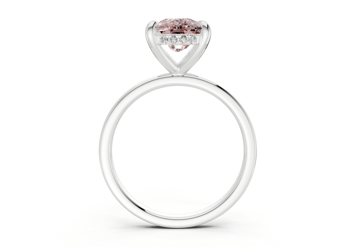 Solstice Pink Diamond Solitaire Elongated Cushion Cut 2.3mm Engagement Ring
