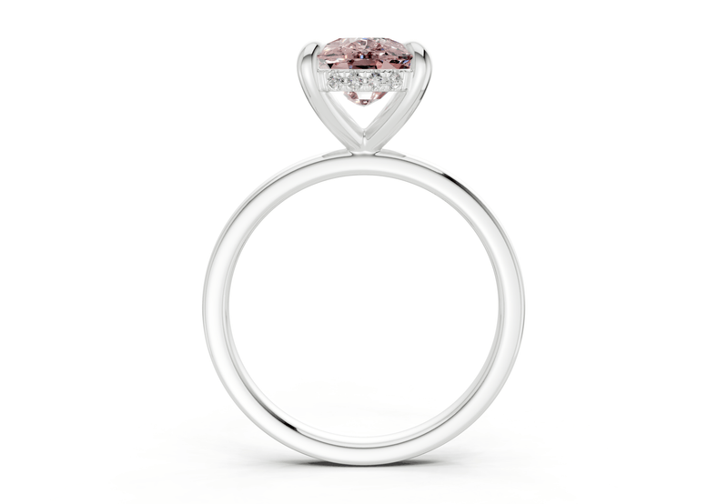 Solstice Pink Diamond Solitaire Elongated Cushion Cut 2.3mm Engagement Ring - Ring Premier