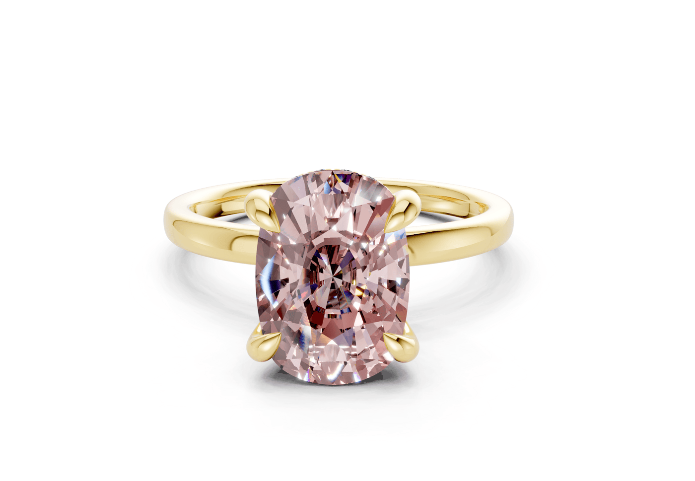 Solstice Pink Diamond Solitaire Elongated Cushion Cut 2mm Engagement Ring