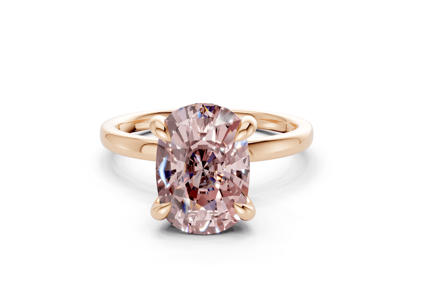 Solstice Pink Diamond Solitaire Elongated Cushion Cut 2mm Engagement Ring