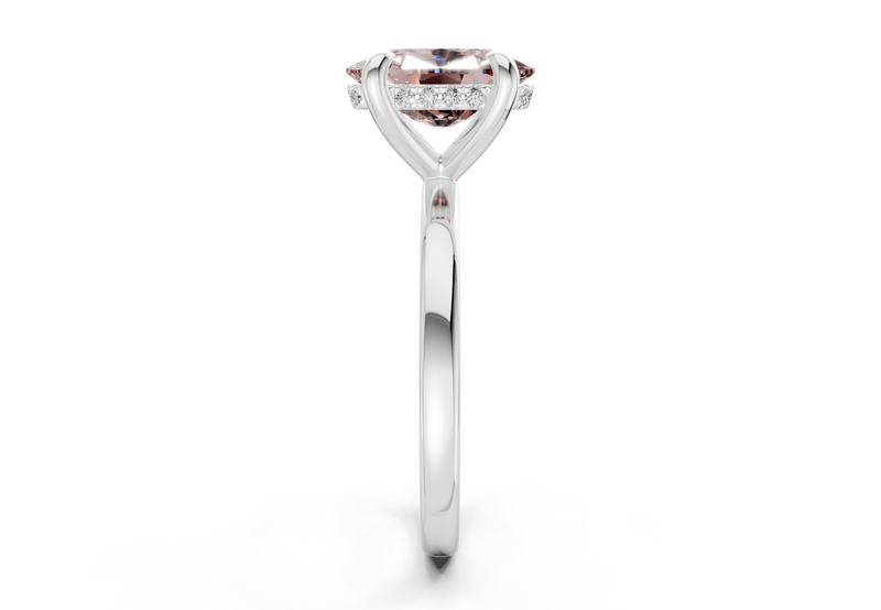 Solstice Pink Diamond Solitaire Elongated Cushion Cut 2mm Engagement Ring - Ring Premier