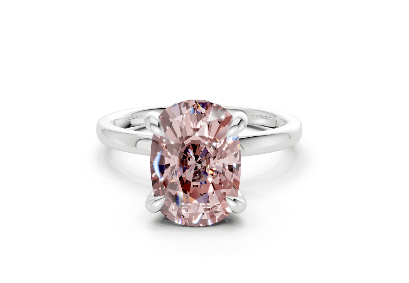 Solstice Pink Diamond Solitaire Elongated Cushion Cut 2mm Engagement Ring